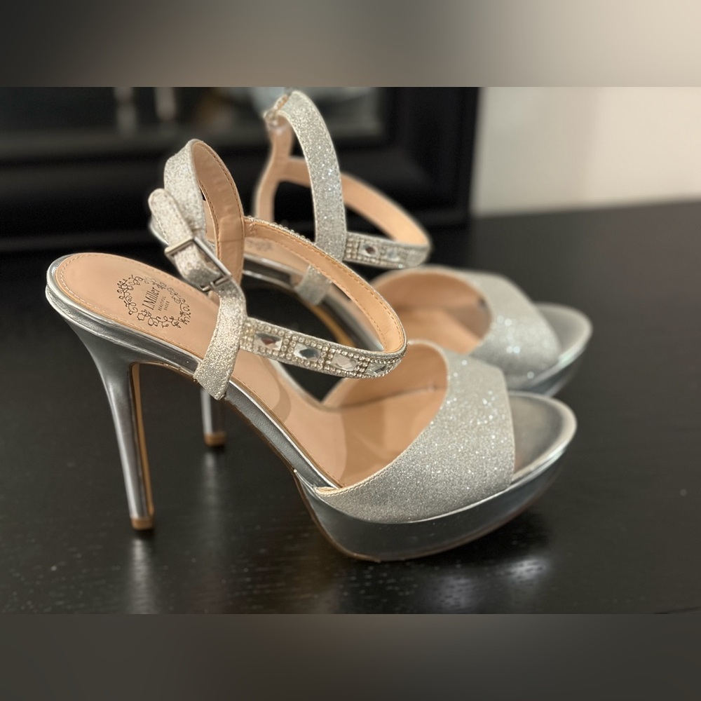 Sparkling Silver Platform Heels - image 2